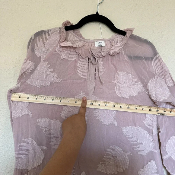 Aritzia Wilfred‎ Pink Floral Overlay Leaves Sheer Maxi Cotton oversized Dress XS - Picture 9 of 10